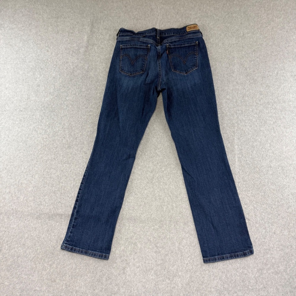 Levis 505 Straight Leg Jeans Womens Size 8 Dark Wash Stretch Denim 13403